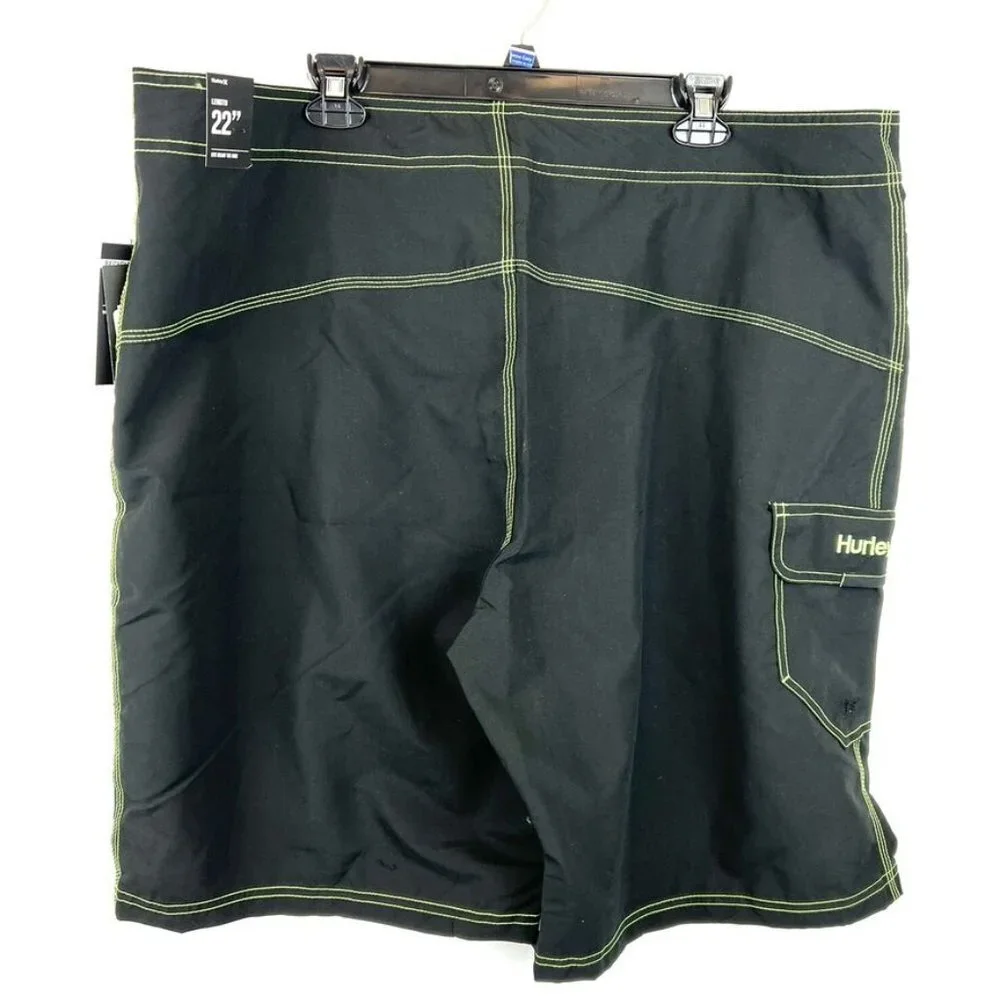 Hurley Men’s One And Only Black/Neon Green Board Shorts Size 42